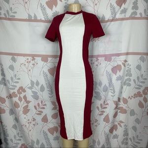 Shein Burgundy/White Long Dress Medium